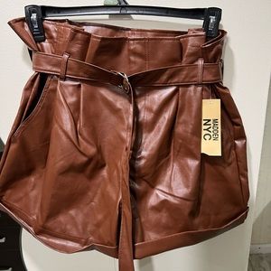 Faux leather womens shorts